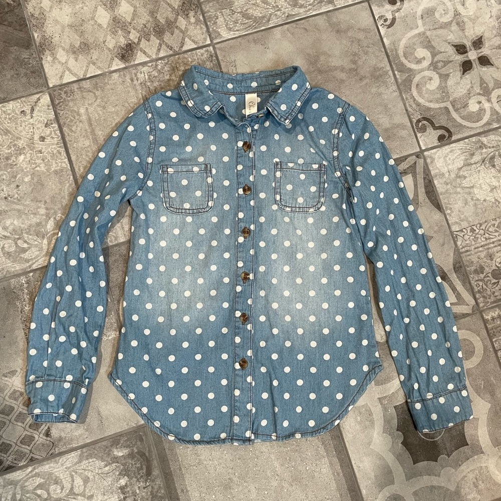 🌿3 for $20🌿 Denim polka dot button up shirt - 6/6X
